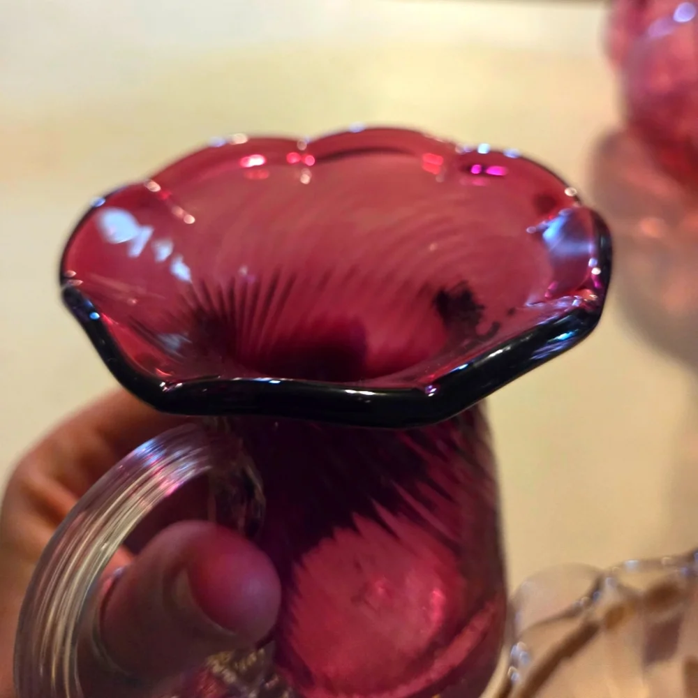 Nantucket Glassworks Cranberry Glass Pitcher - Picture 4 of 7